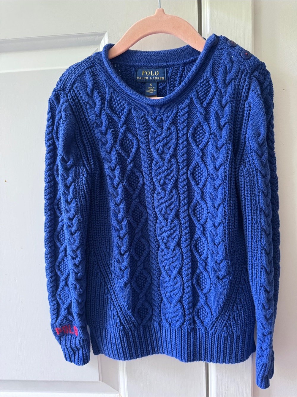 Polo by Ralph Lauren Royal Blue Cable Knit Crewneck Sweater